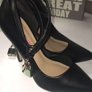 Matte black just fab stiletto heels